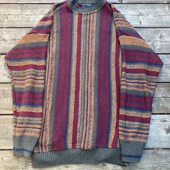 Vintage 90s Geoffery Beene Coogi Style Knit Sweater XL - Picture 3 of 6